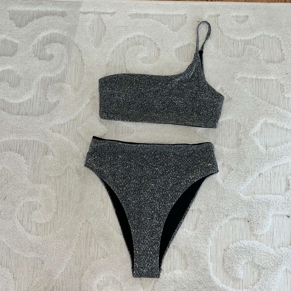 Glitter high waisted bikini set